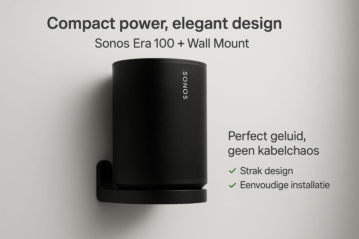 Wandhouder voor Sonos Era 100 - Zwart | Muurbeugel | Smart Speaker Wandmontage - Image 5